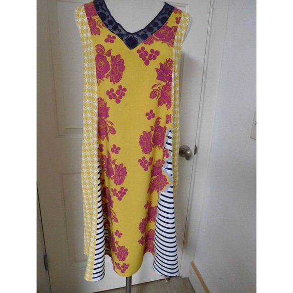Darling Wmn's MATILDA JANE "Golden Key" A-Line Floral/Geo/Striped Shift Dress M - Picture 3 of 12